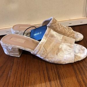 Tan velvet 1 inch high heels